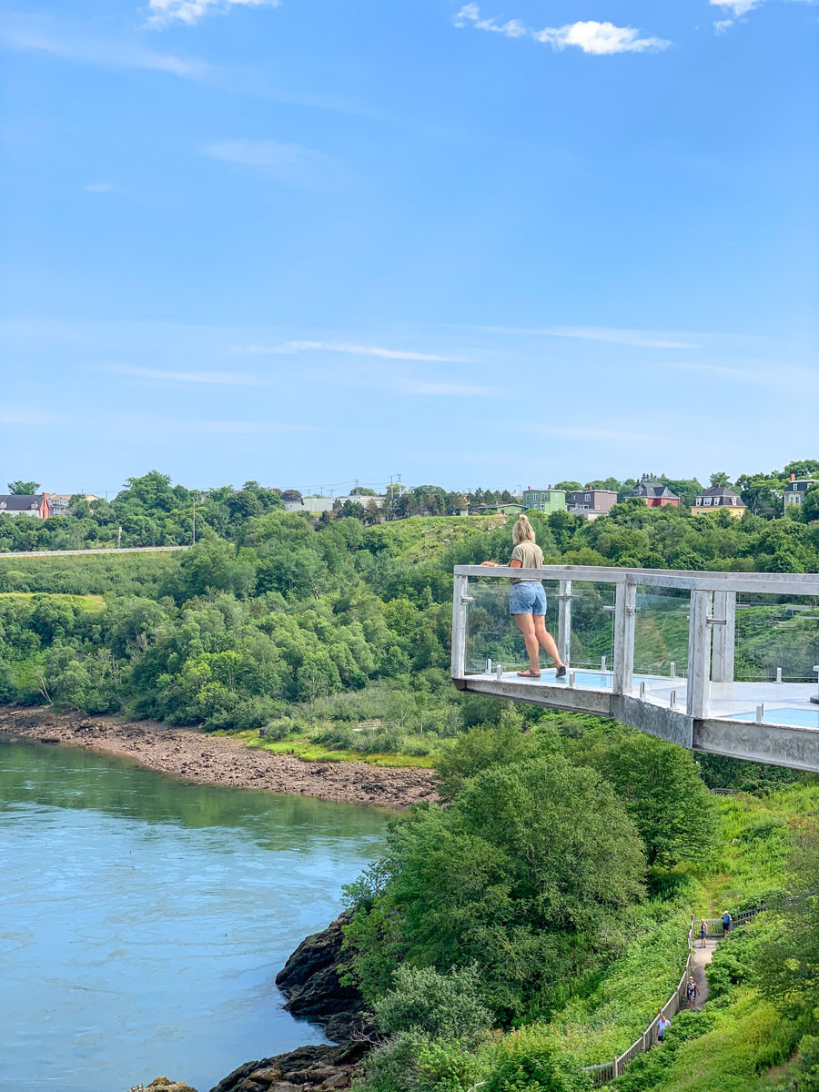 Enjoy stunning views of the Reversing Falls and surrounding landscape from the Saint John Skywalk, New Brunswick.