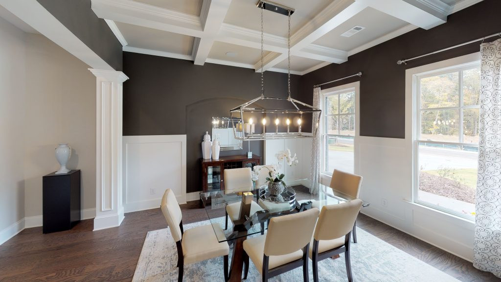 Open concept living area in the Longford model home featuring spacious rooms and elegant design