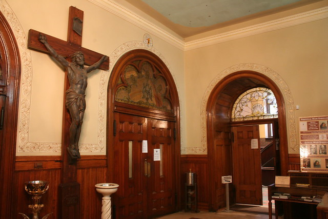 Further examples of statues of saints at St. John Cantius Church, illustrating the church's commitment to traditional Catholic art and iconography.