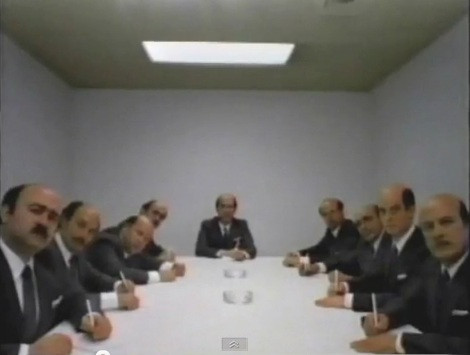 A scene from the FedEx commercial showcasing John Moschitta's rapid-fire business dialogue.