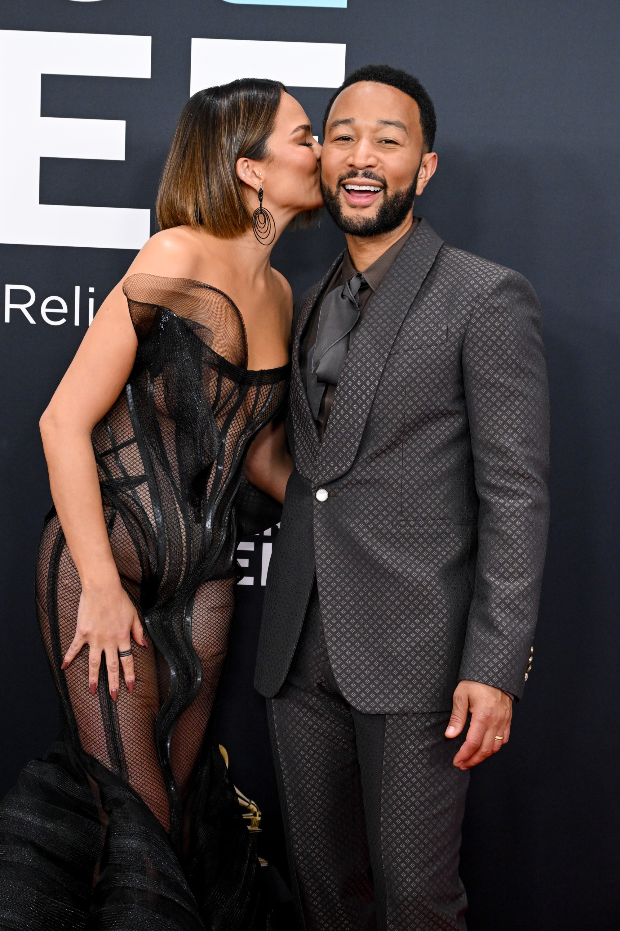 Chrissy Teigen and John Legend at Grammy Awards 2025 red carpet
