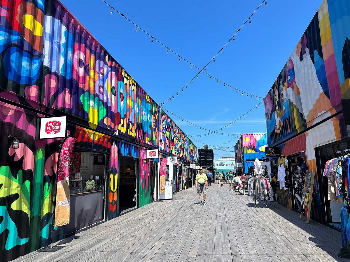 Colorful murals adorn shipping containers in Area 506, St. John, New Brunswick