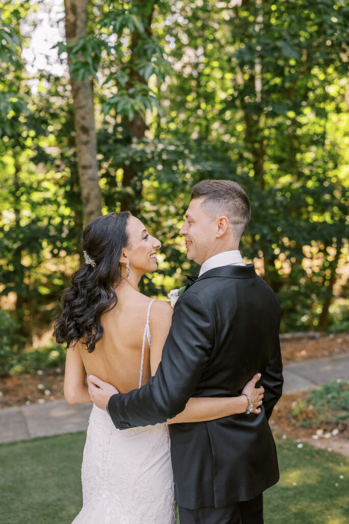 Classic bride and groom portrait, a timeless image capturing their wedding day bliss.