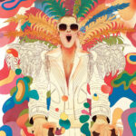Elton John illustration for Variety, showcasing his iconic glasses and piano keys.