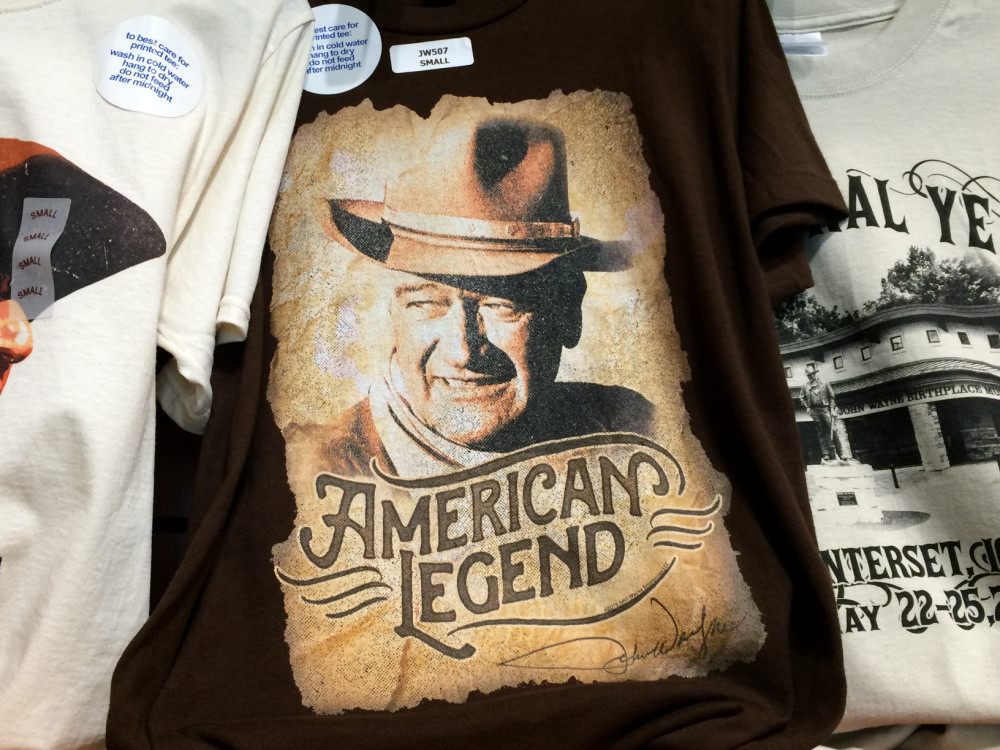 Display of John Wayne movie posters at the museum