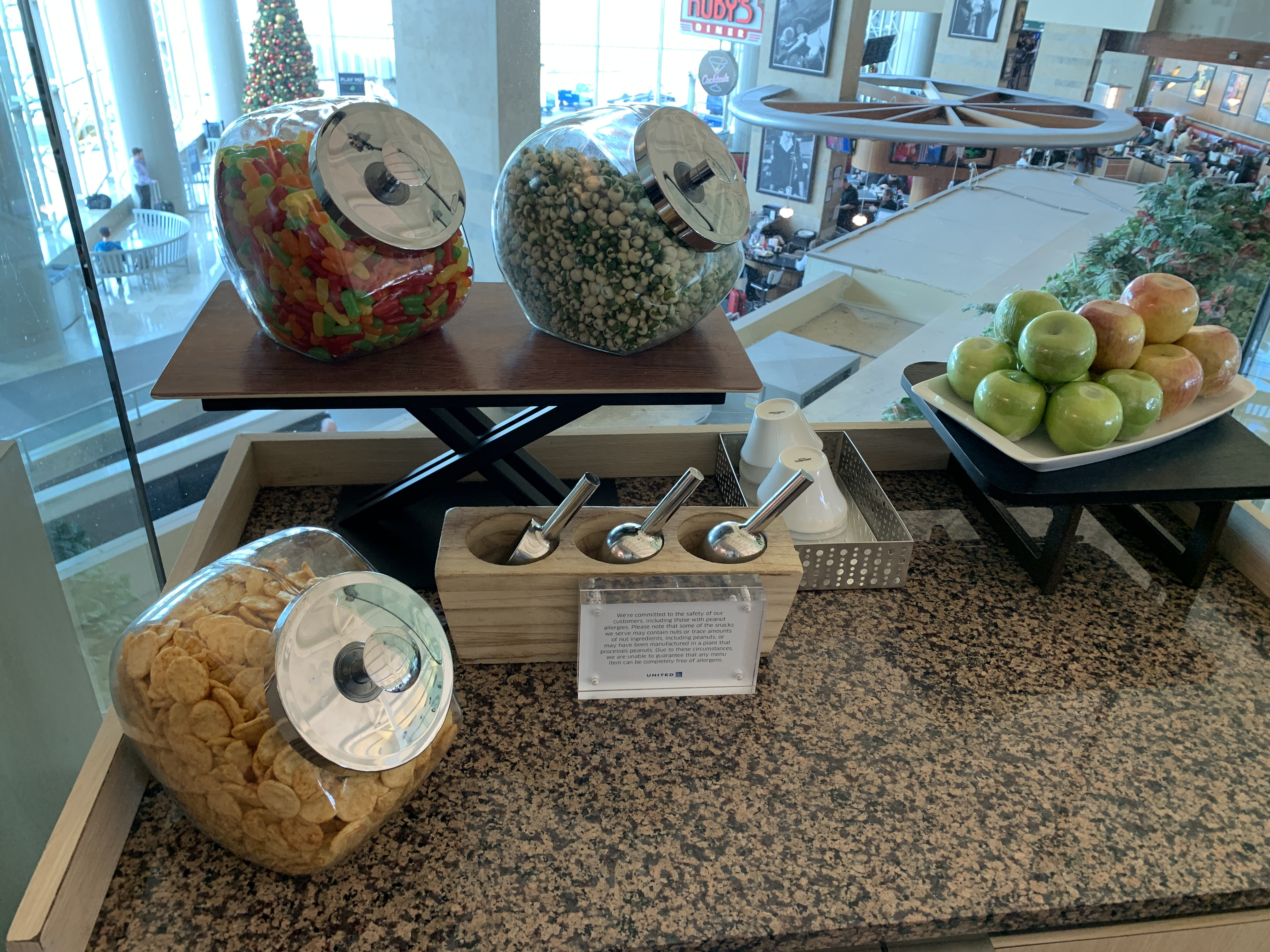 Snack selection at John Wayne Airport United Club