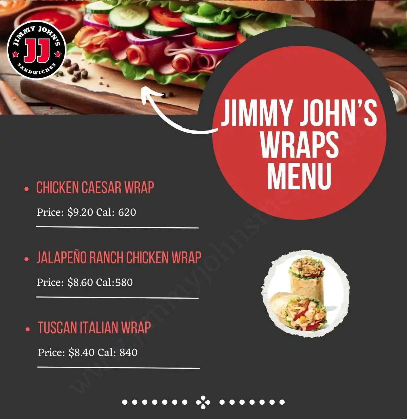 Jimmy John’s Wraps Menu Printable