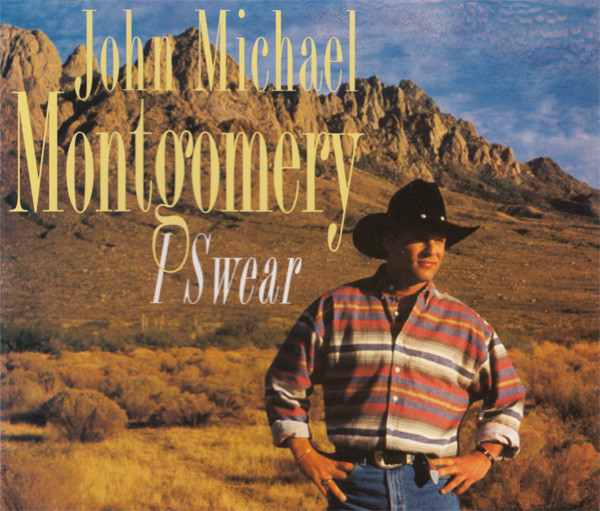 John Michael Montgomery's 'I Swear' single cover, showcasing the song title and artist name, a defining country wedding song.