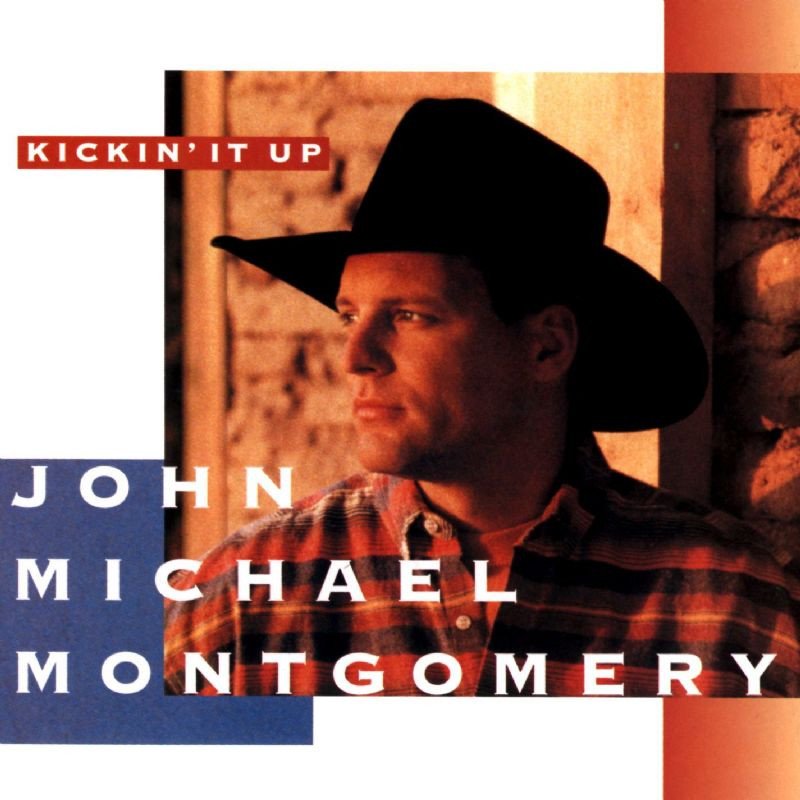 John Michael Montgomery's album 'Kickin' It Up' cover, featuring the hit song 'I Swear', a successful country album from the 1990s.