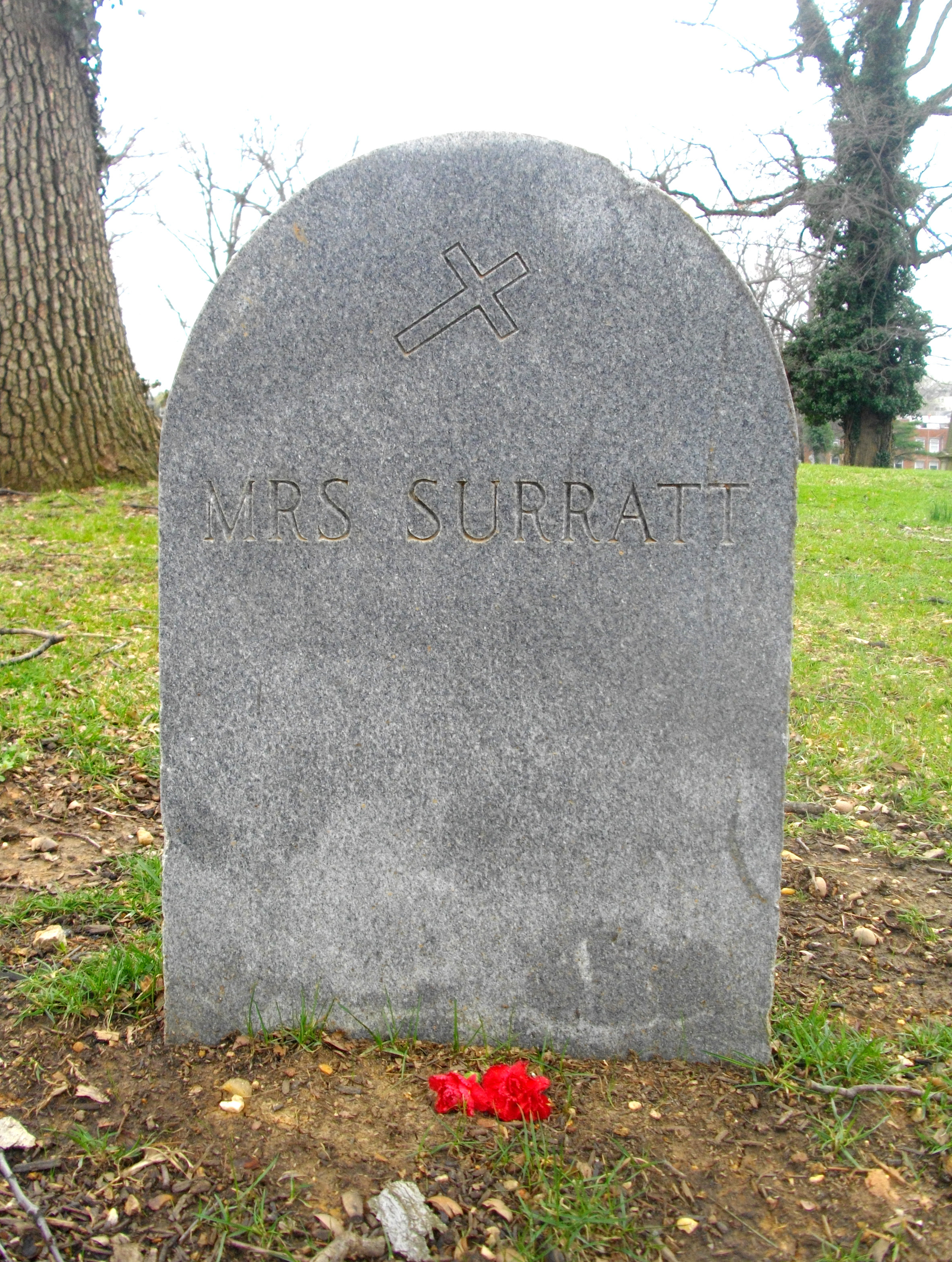 Mary Surratt's grave in Mount Olivet Cemetery.