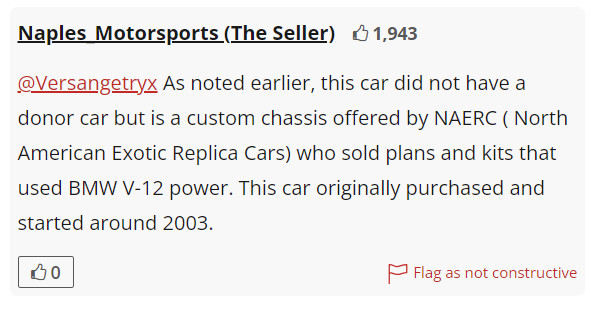 Screenshot from the listing confirming NAERC chassis