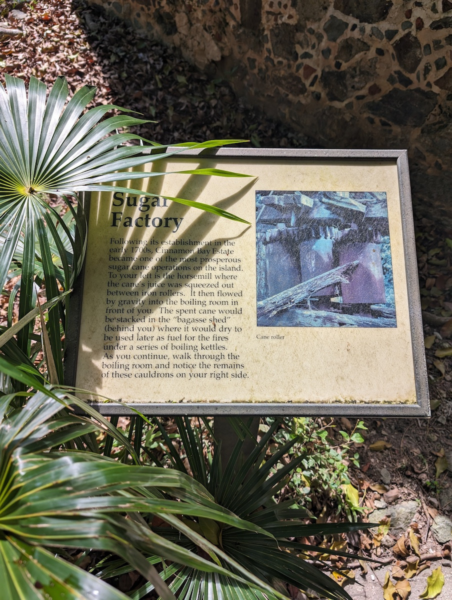 Sign for Sugar Factory Ruins at Cinnamon Bay, St. John