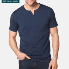 Tommy John Moroccan Tee in Navy - Garment Close-up