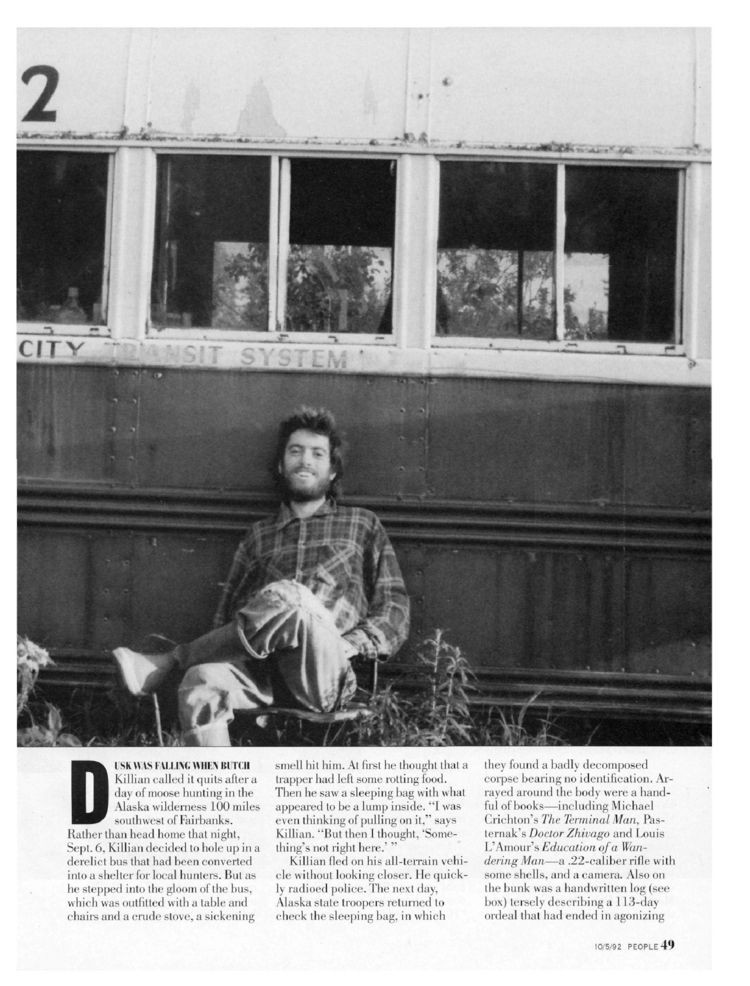 Christopher McCandless depicted in a promotional image for the &quot;Into The Wild&quot; movie, capturing his adventurous spirit.