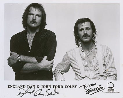 England Dan and John Ford Coley album cover, &quot;Dr. Heckle and Mr. Jive,&quot; showcasing their soft-rock rendition of &quot;Love is the Answer.&quot;