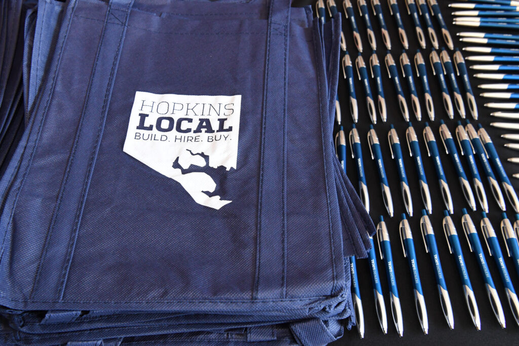 tote bag with outline of Baltimore City and type on top that reads 